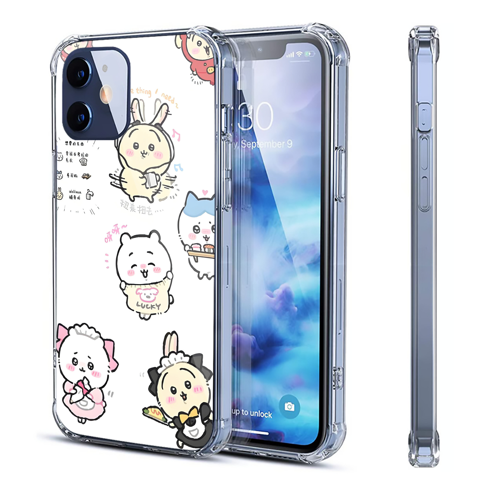 （画像用） ちいかわ Chii-kawa 【iPhone 12シリーズ対応】透明スマホケース（クリアソフトケース）